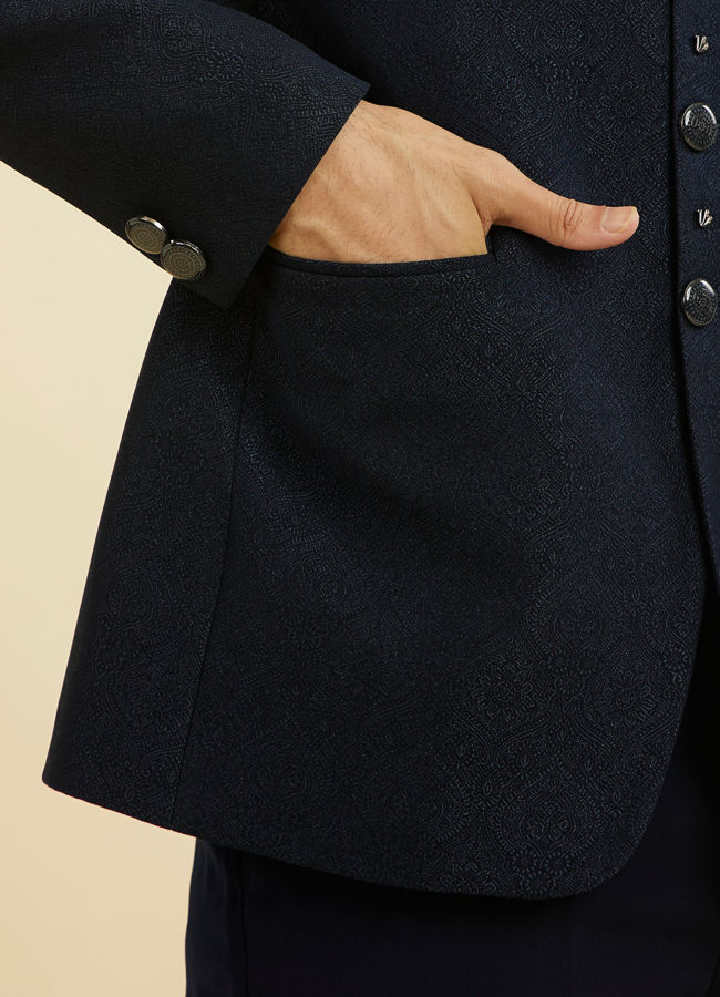 Manyavar Men Majestic Blue Jodhpuri Suit