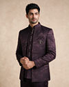 Manyavar Men Wine Blended Rayon Jodhpuri Suit