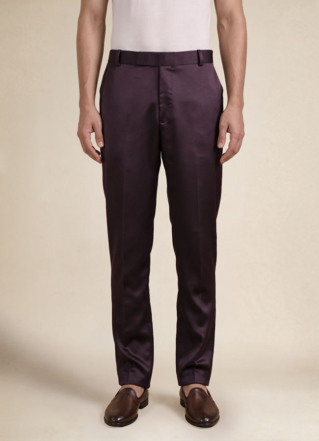 Manyavar Men Wine Blended Rayon Jodhpuri Suit