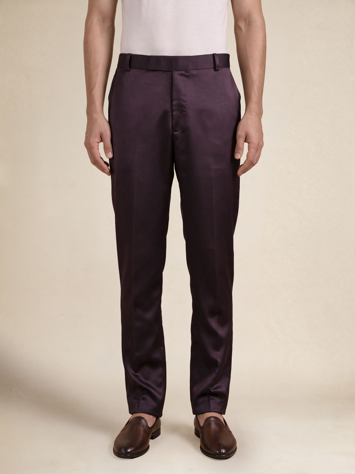 Manyavar Men Wine Blended Rayon Jodhpuri Suit