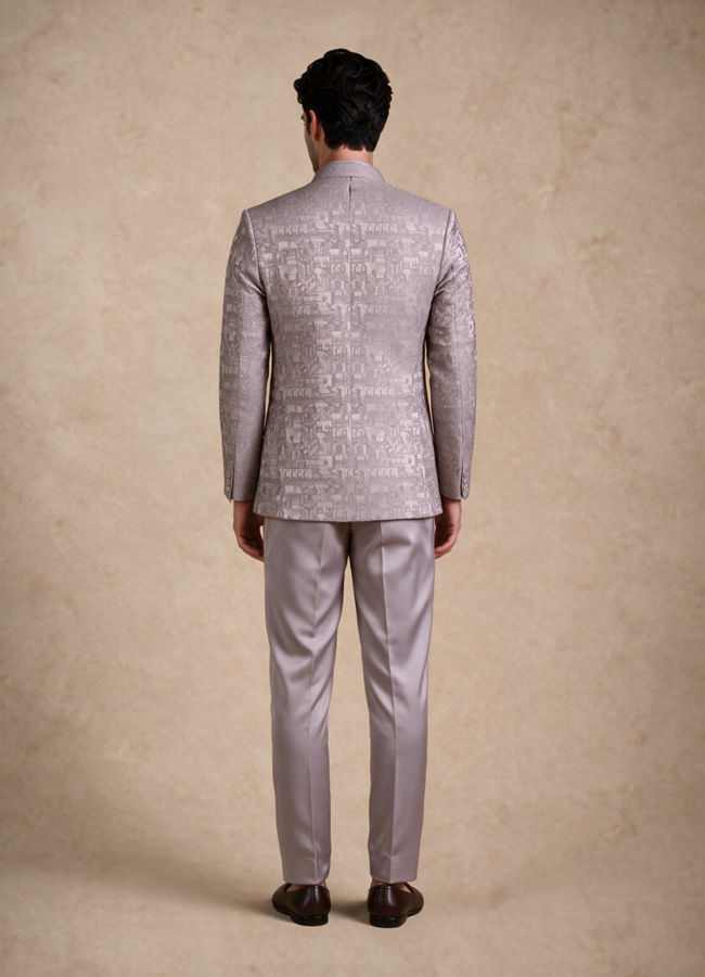 Manyavar Men Purple Blended Rayon Jodhpuri Suit
