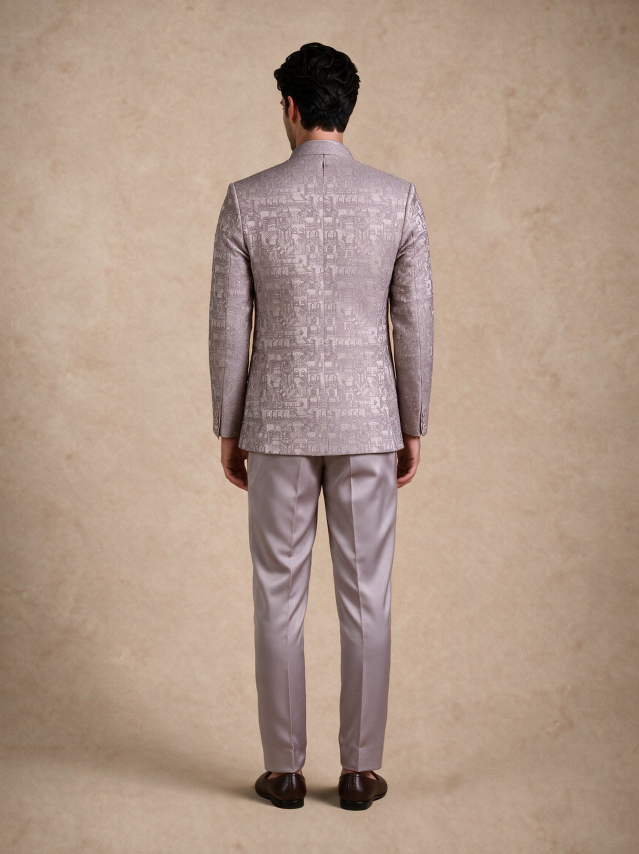 Manyavar Men Purple Blended Rayon Jodhpuri Suit
