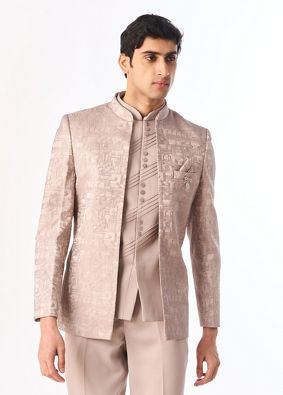 Manyavar Men Purple Blended Rayon Jodhpuri Suit