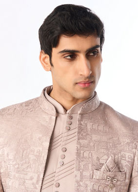 Manyavar Men Purple Blended Rayon Jodhpuri Suit