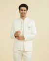 Elegant White Open Jodhpuri Suit