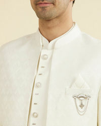 Manyavar Men Elegant White Open Jodhpuri Suit