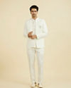 Manyavar Men Elegant White Open Jodhpuri Suit