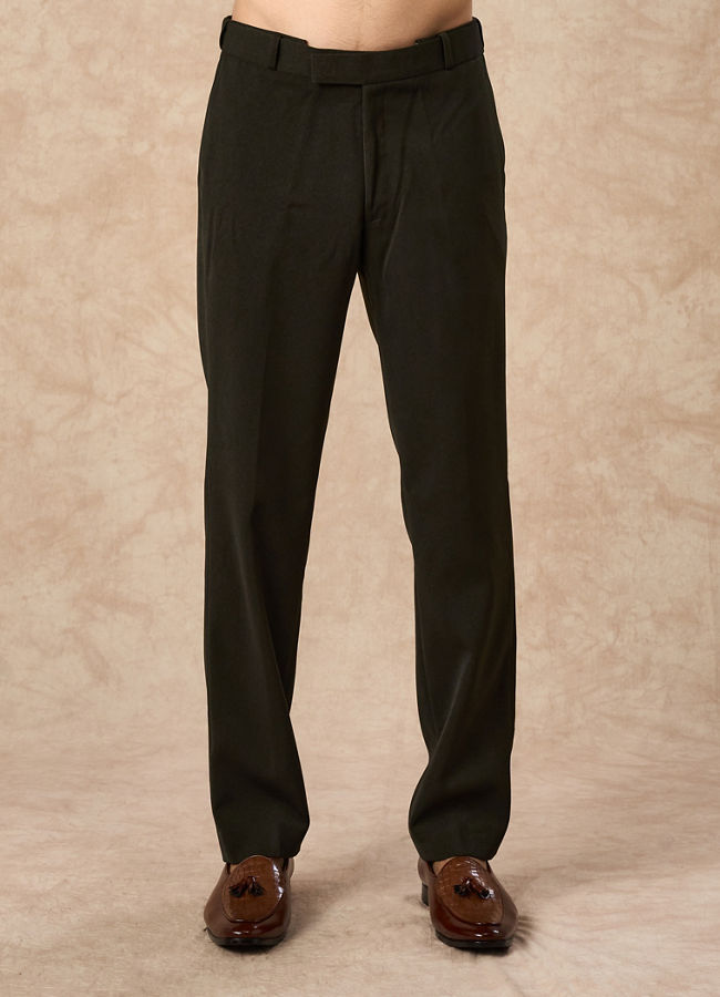 Manyavar Men Olive Green Knit Jodhpuri Suit with Pocket Square