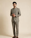 Manyavar Men Green Blended Rayon Jodhpuri Suit with Pocket Square