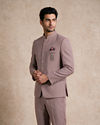 Manyavar Men Dusty Pink Blended Rayon Jodhpuri Suit with Pocket Square