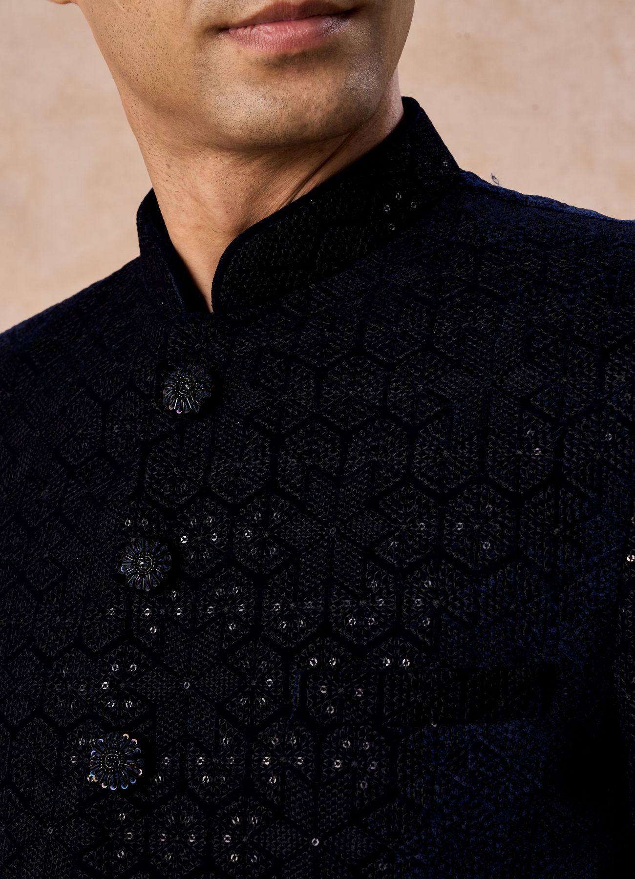 Manyavar Men Velvety Blue Regalia Jodhpuri Suit