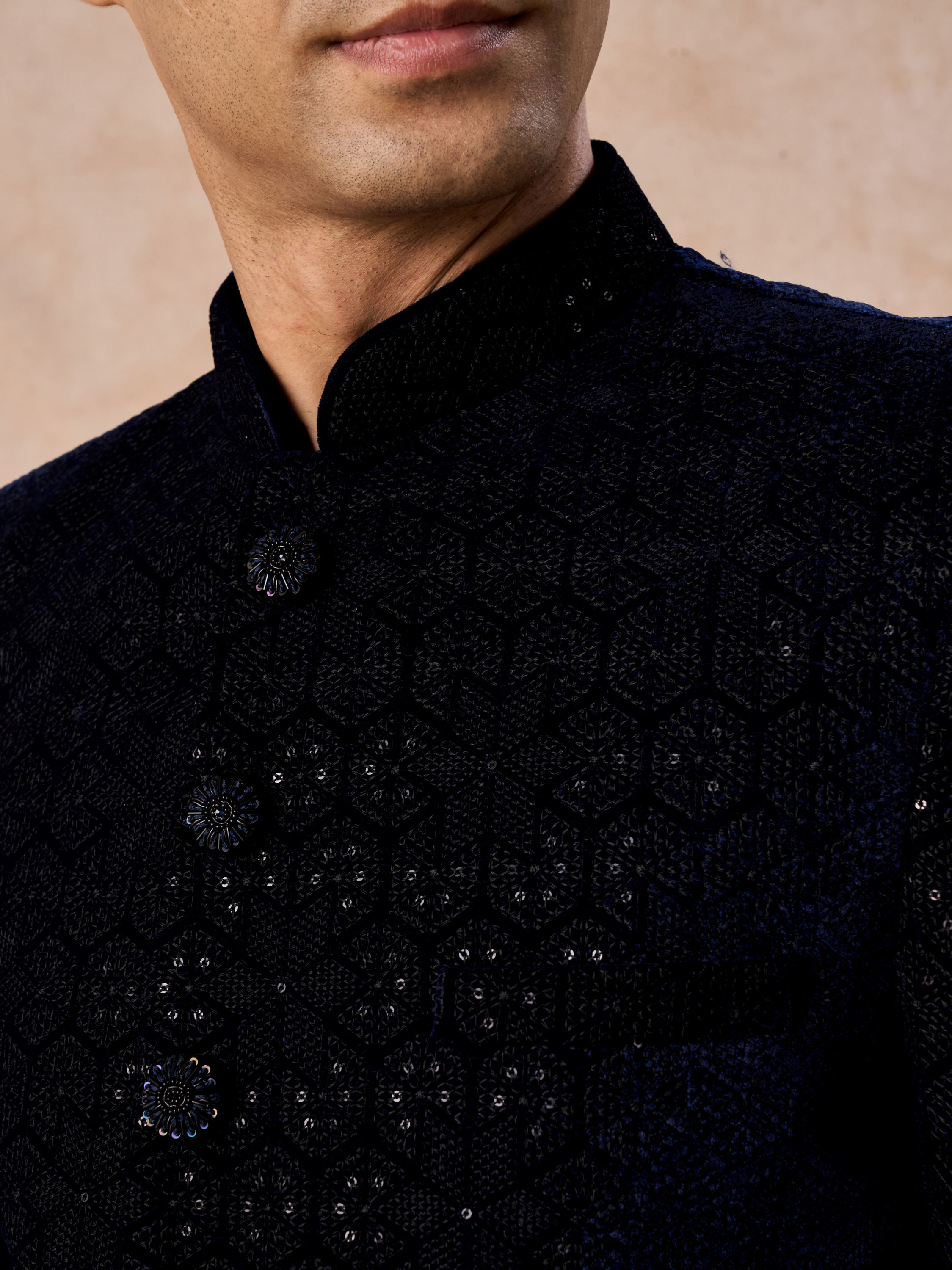 Manyavar Men Velvety Blue Regalia Jodhpuri Suit