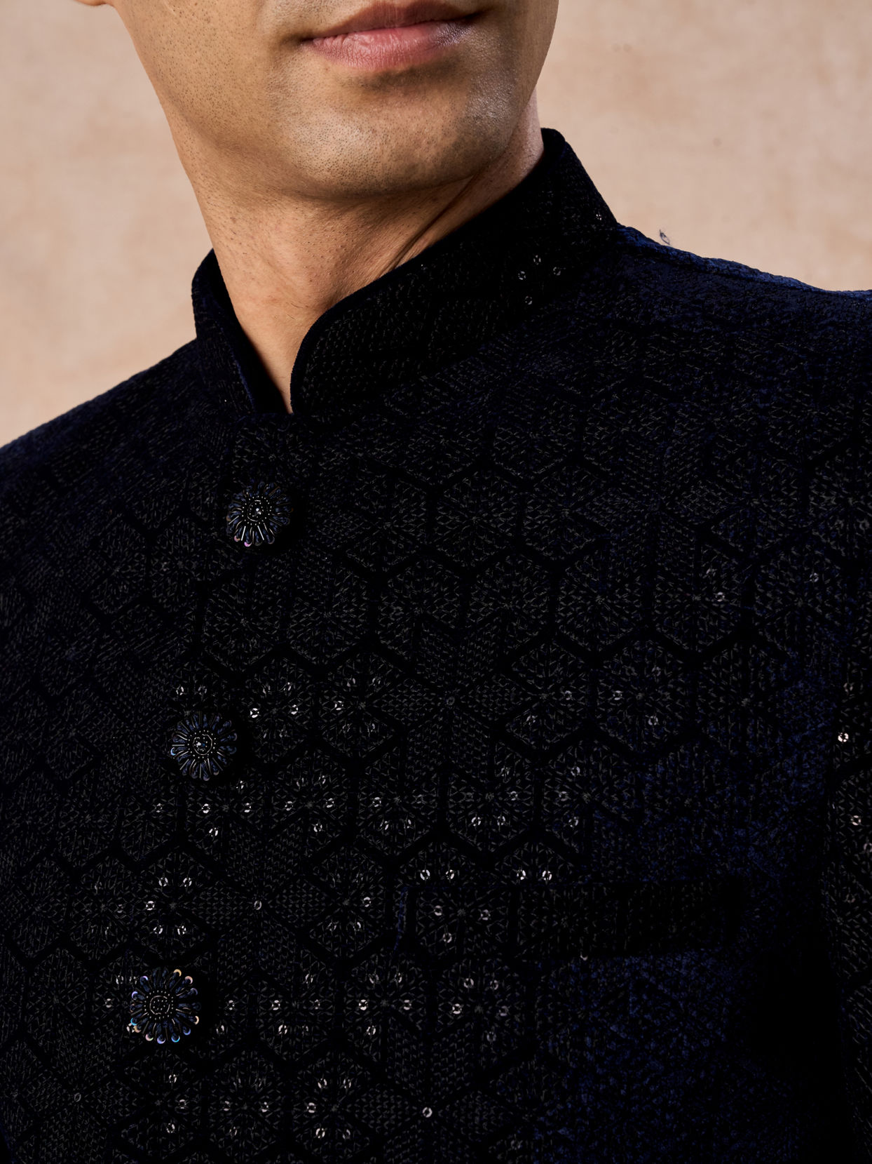 Manyavar Men Velvety Blue Regalia Jodhpuri Suit