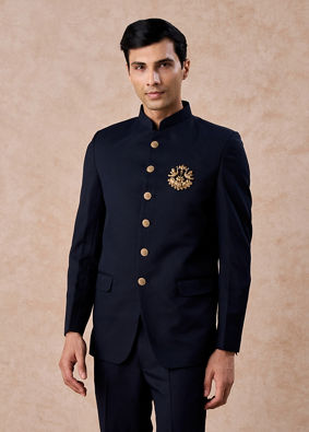 Manyavar Men Blue Majestic Elegance Jodhpuri Suit