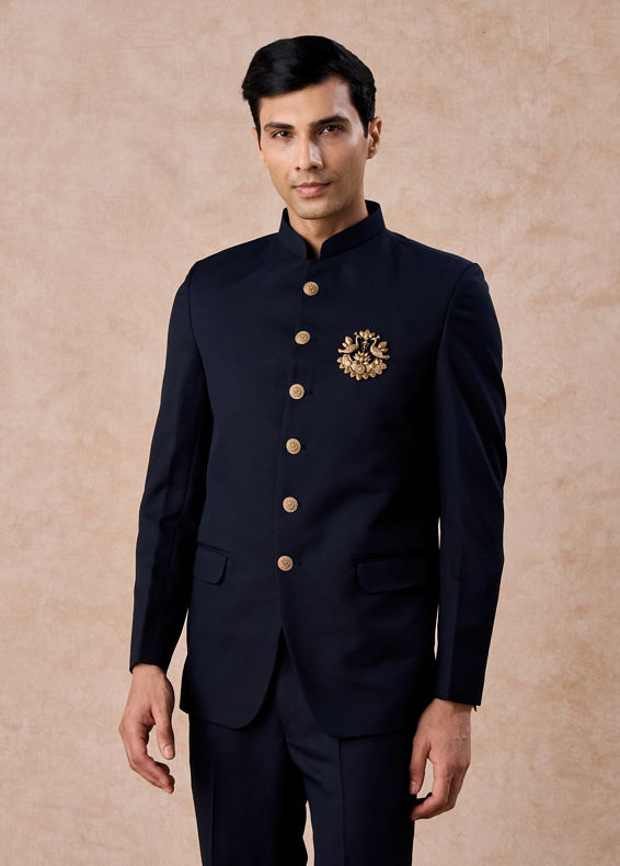 Manyavar Men Blue Majestic Elegance Jodhpuri Suit