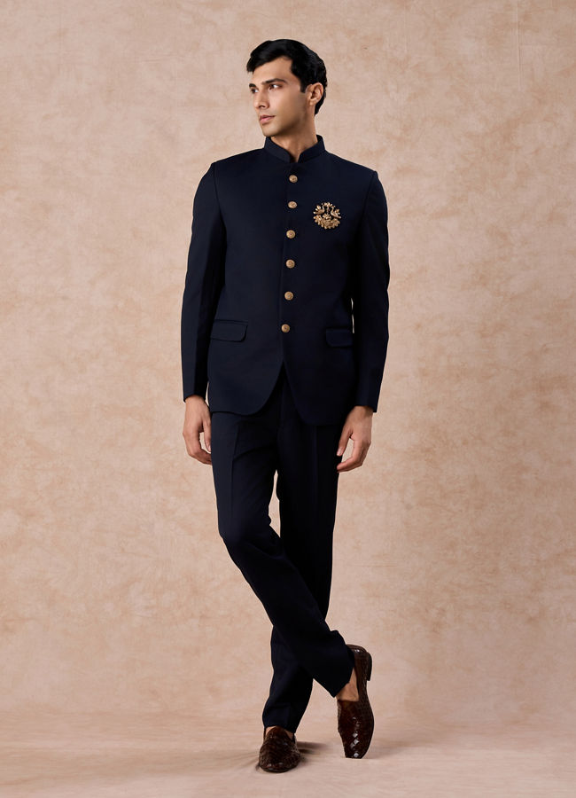 Manyavar Men Blue Majestic Elegance Jodhpuri Suit