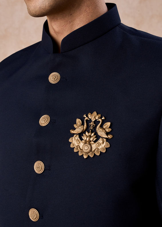 Manyavar Men Blue Majestic Elegance Jodhpuri Suit