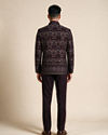Manyavar Men Wine Velvet Jodhpuri Suit with Embroidery
