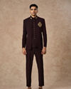 Manyavar Men Wine Blended Rayon Jodhpuri Suit