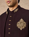 Manyavar Men Wine Blended Rayon Jodhpuri Suit