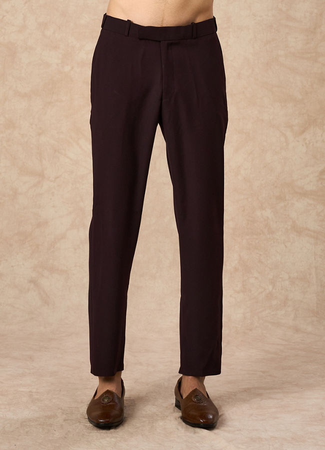 Manyavar Men Wine Blended Rayon Jodhpuri Suit