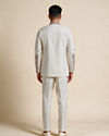 Manyavar Men Cream Blended Cotton Jodhpuri Suit with Embroidery