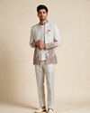 Manyavar Men Cream Blended Cotton Jodhpuri Suit with Embroidery