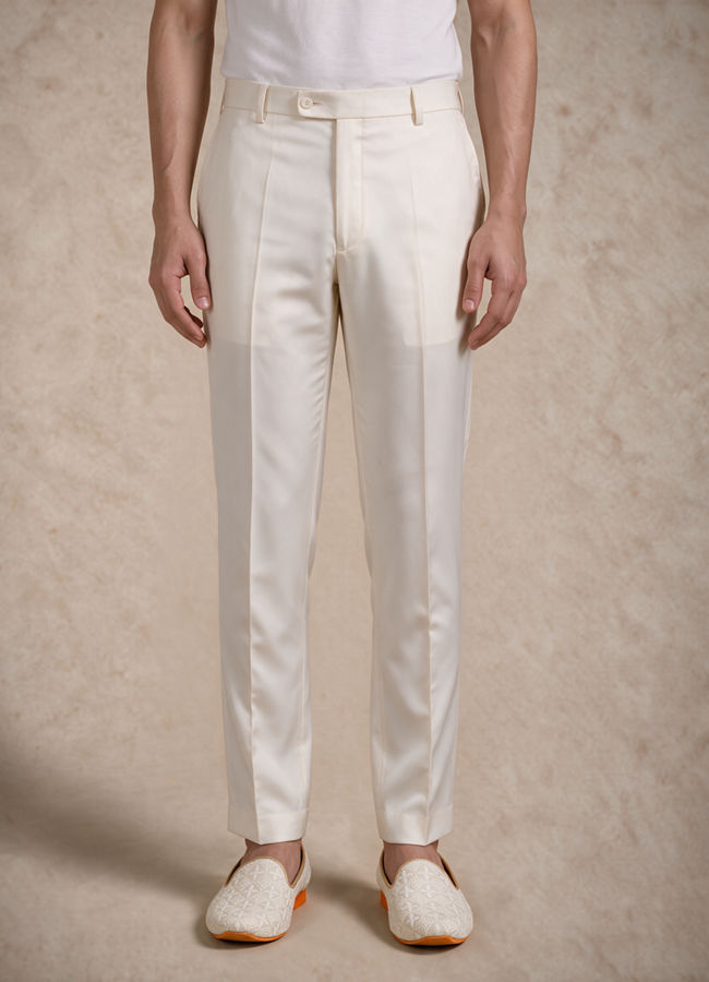 Manyavar Men Cream Velvet Jodhpuri Suit with Embroidery