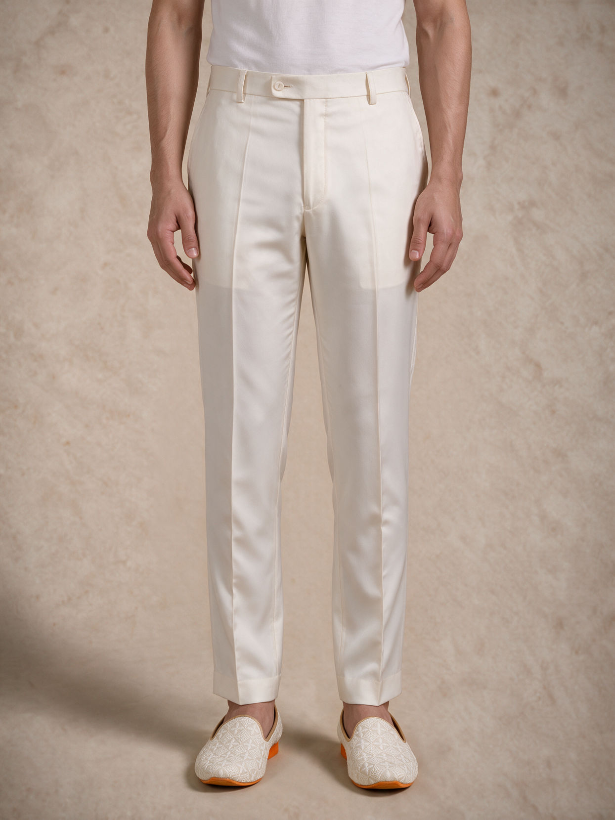 Manyavar Men Cream Velvet Jodhpuri Suit with Embroidery