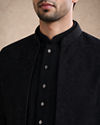 Manyavar Men Black Blended Rayon Jodhpuri Suit with Embroidery