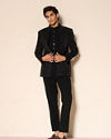Manyavar Men Black Velvet Embroidered Jodhpuri Suit
