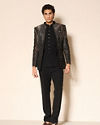 Manyavar Men Black Blended Rayon Jodhpuri Suit with Embellishments