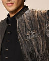 Manyavar Men Black Blended Rayon Jodhpuri Suit with Embellishments