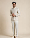 Manyavar Men Cream Brocade Jodhpuri Suit with Embroidery