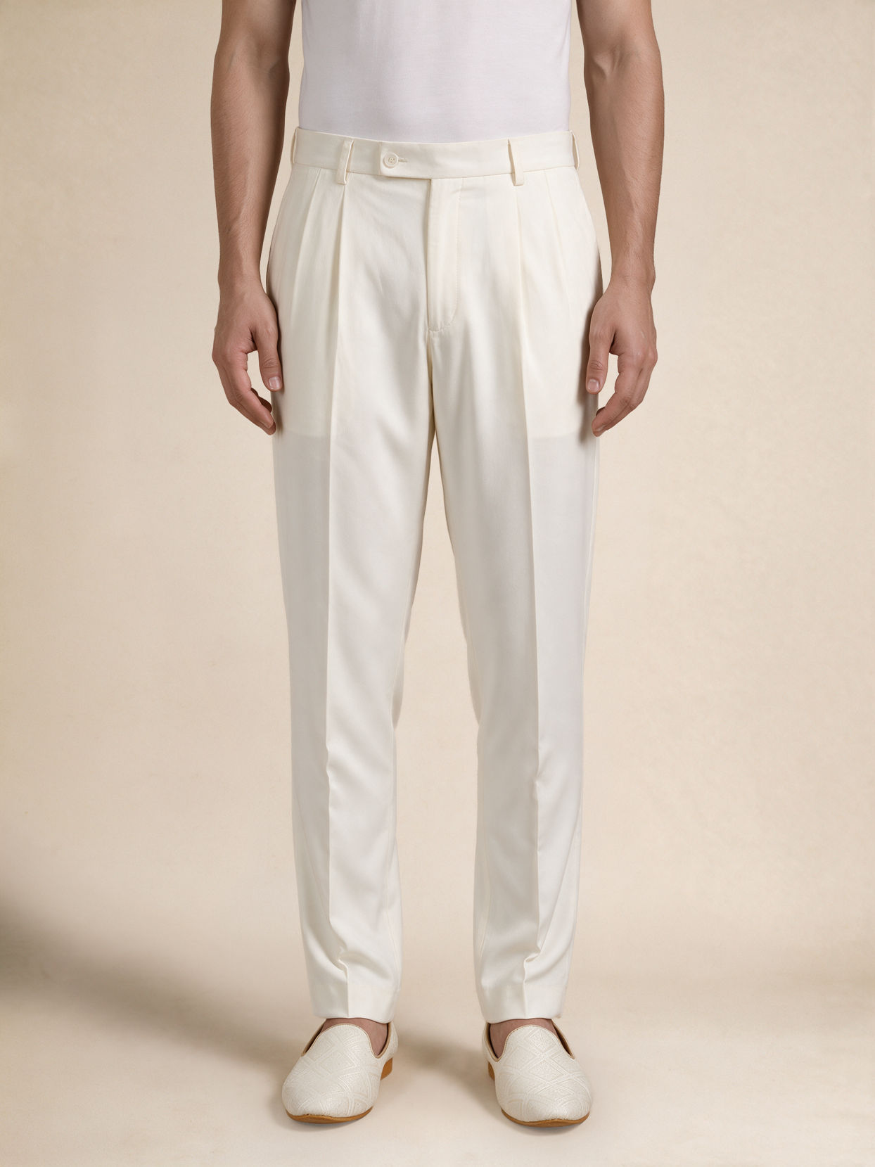 Manyavar Men Cream Brocade Jodhpuri Suit with Embroidery