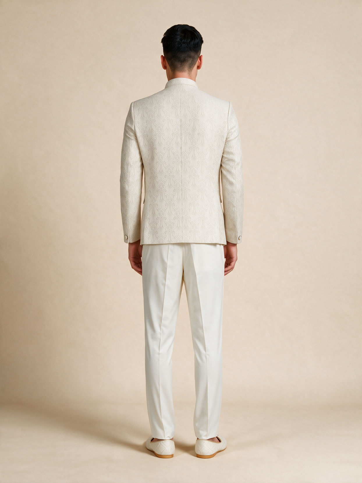Manyavar Men Cream Brocade Jodhpuri Suit with Embroidery