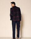 Manyavar Men Dark Blue Velvet Jodhpuri Suit with Embroidery
