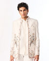 Manyavar Men White Blended Rayon Jodhpuri Suit with Embroidery