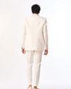 Manyavar Men White Blended Rayon Jodhpuri Suit with Embroidery
