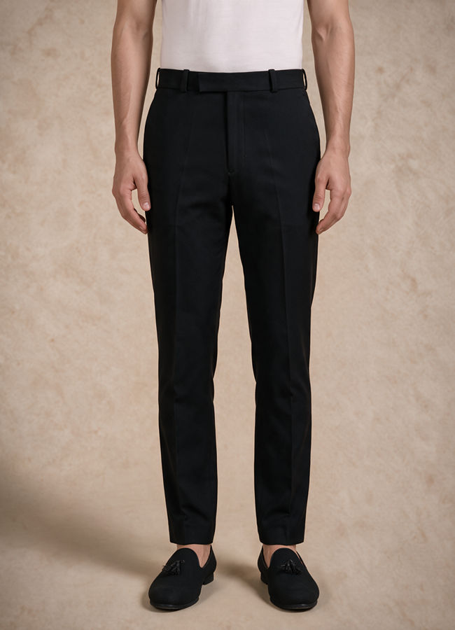 Manyavar Men Black Blended Rayon Jodhpuri Suit with Embroidered Detail