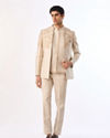 Manyavar Men Beige Art Silk Jodhpuri Suit with Embroidery