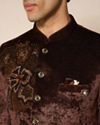 Manyavar Men Brown Velvet Jodhpuri Suit