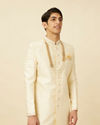 Manyavar Men Cloud Cream Sherwani Set with Rhinestone work