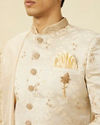 Manyavar Men Cream Pink Bel Buti Patterned Sherwani Set image number 1