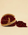 alt message - Manyavar Men Maroon Velvet Safa image number 2