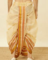 Manyavar Men Pearled Ivory White Royal Bengal Dhoti