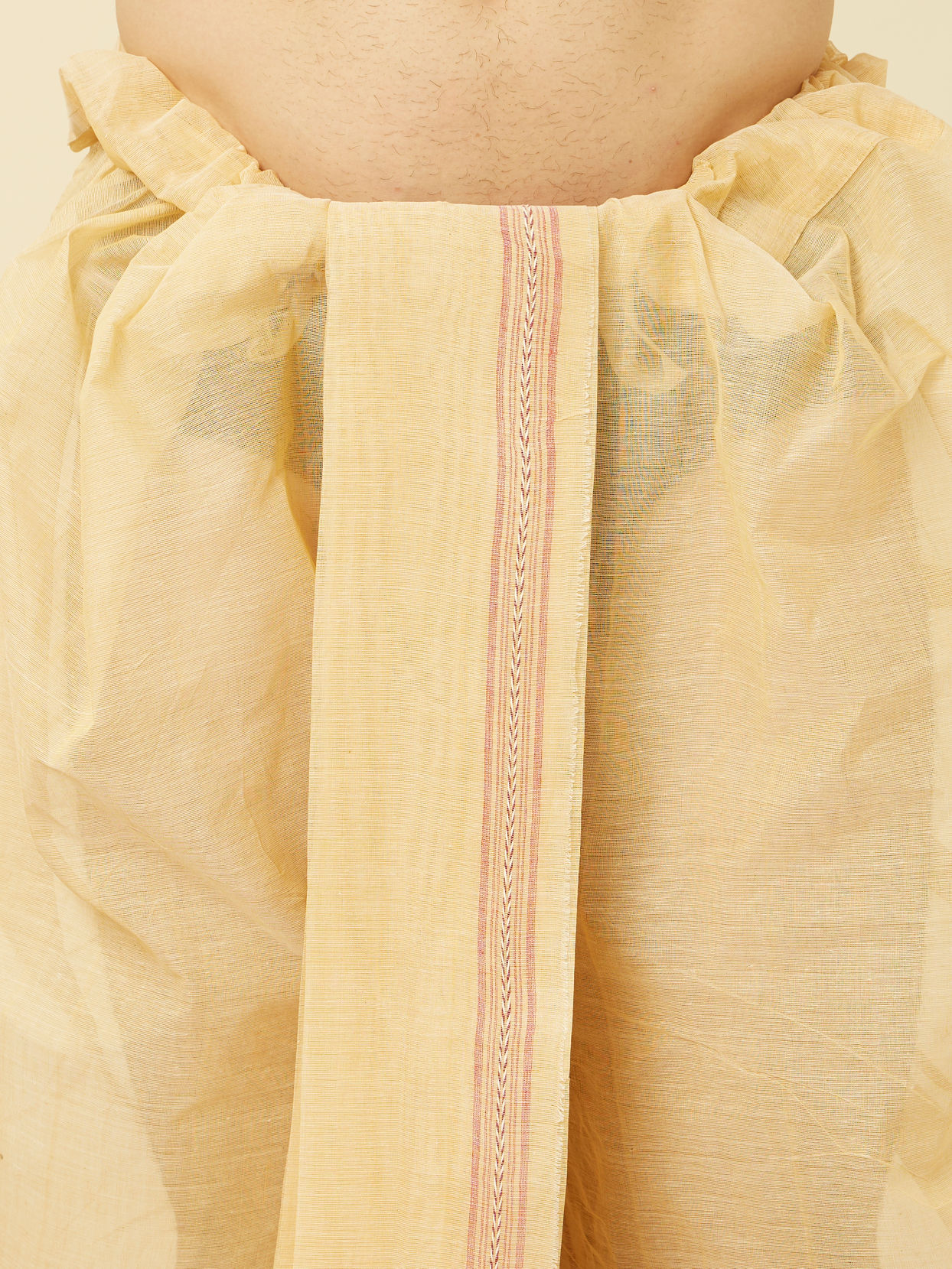 Manyavar Men Pearled Ivory White Royal Bengal Dhoti
