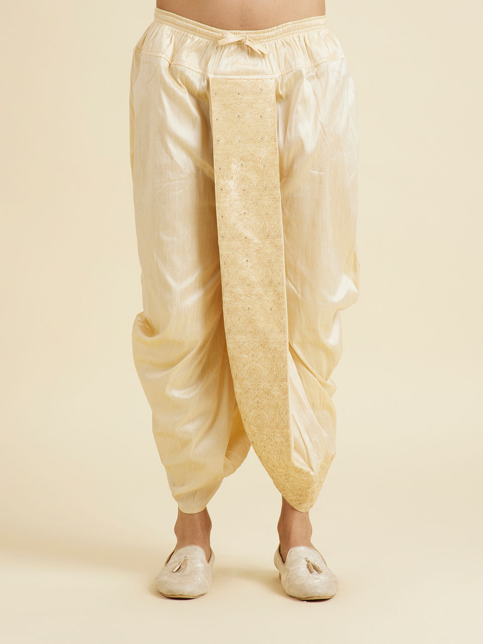 Manyavar Men Radiant Beige Artistic Dhoti