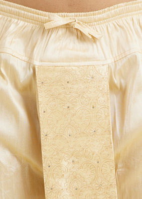 Manyavar Men Radiant Beige Artistic Dhoti