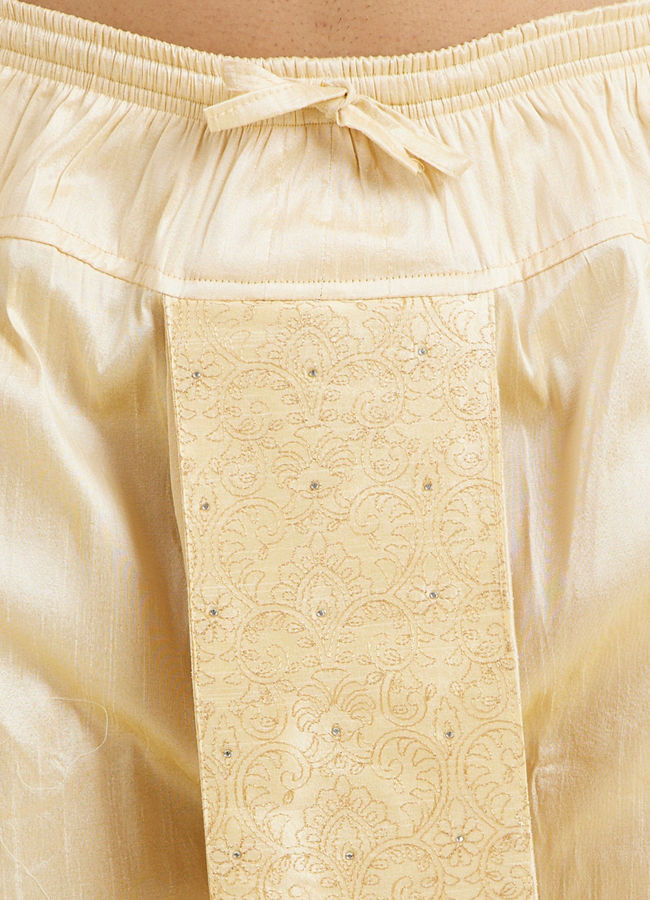 Manyavar Men Radiant Beige Artistic Dhoti